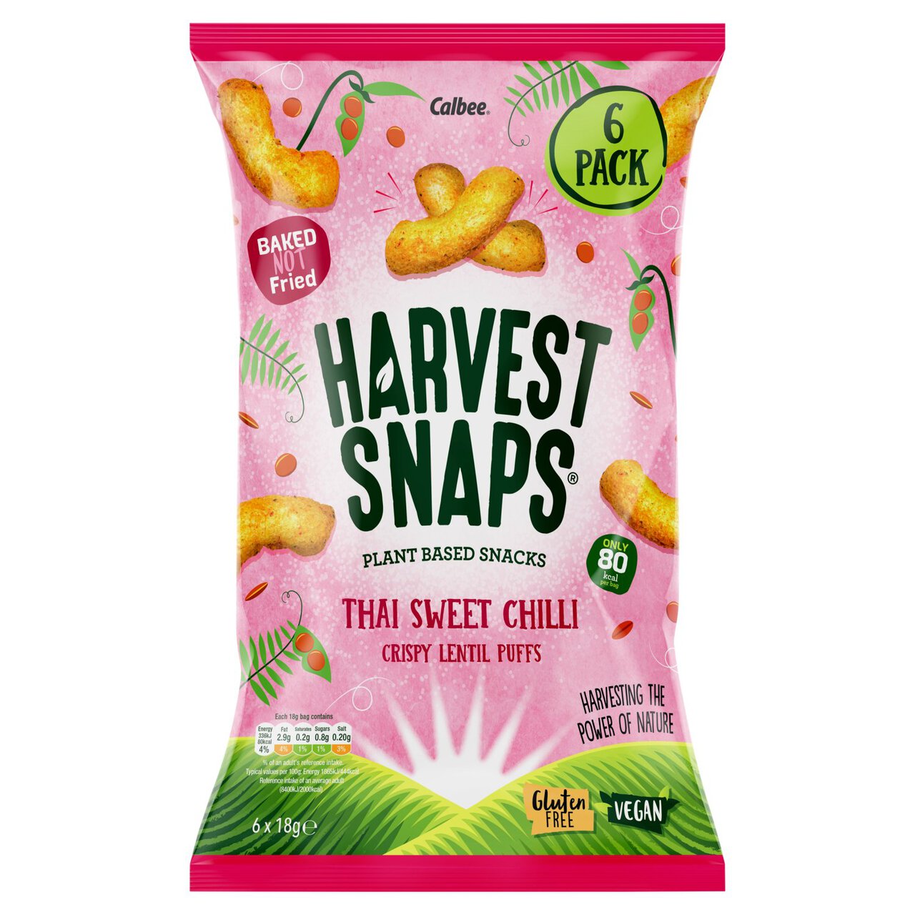 Harvest Snaps Lentil Puff Thai Sweet Chilli Multipack Snacks 6 per pack