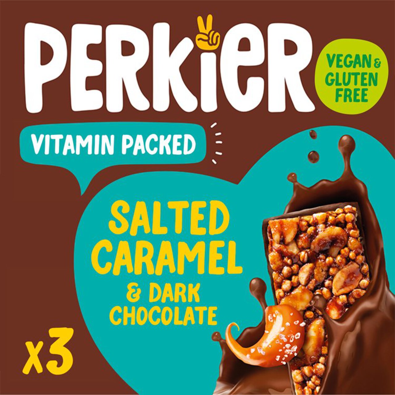 Perkier Salted Caramel & Dark Chocolate Vitamin Bars 3 x 37g