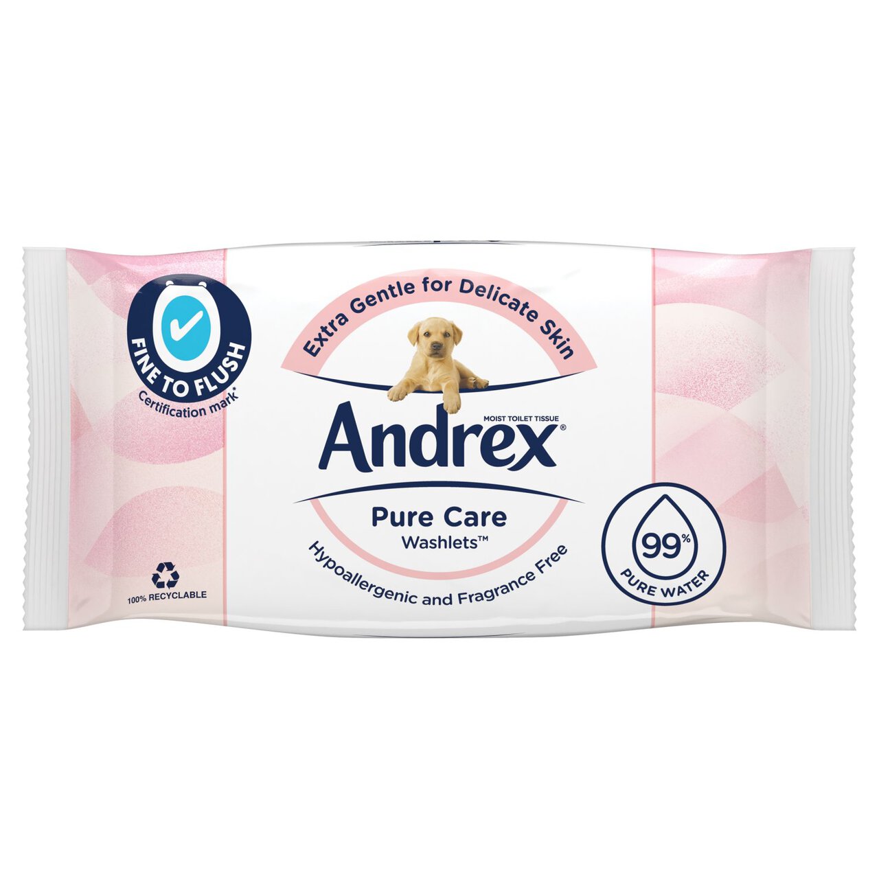 Andrex Pure Care Washlets Flushable Toilet Wipes Single Pack 36 per pack