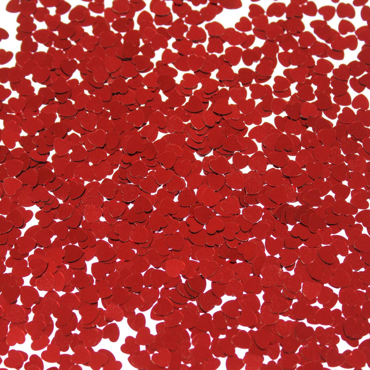 Red Metallic 6mm Heart Confetti