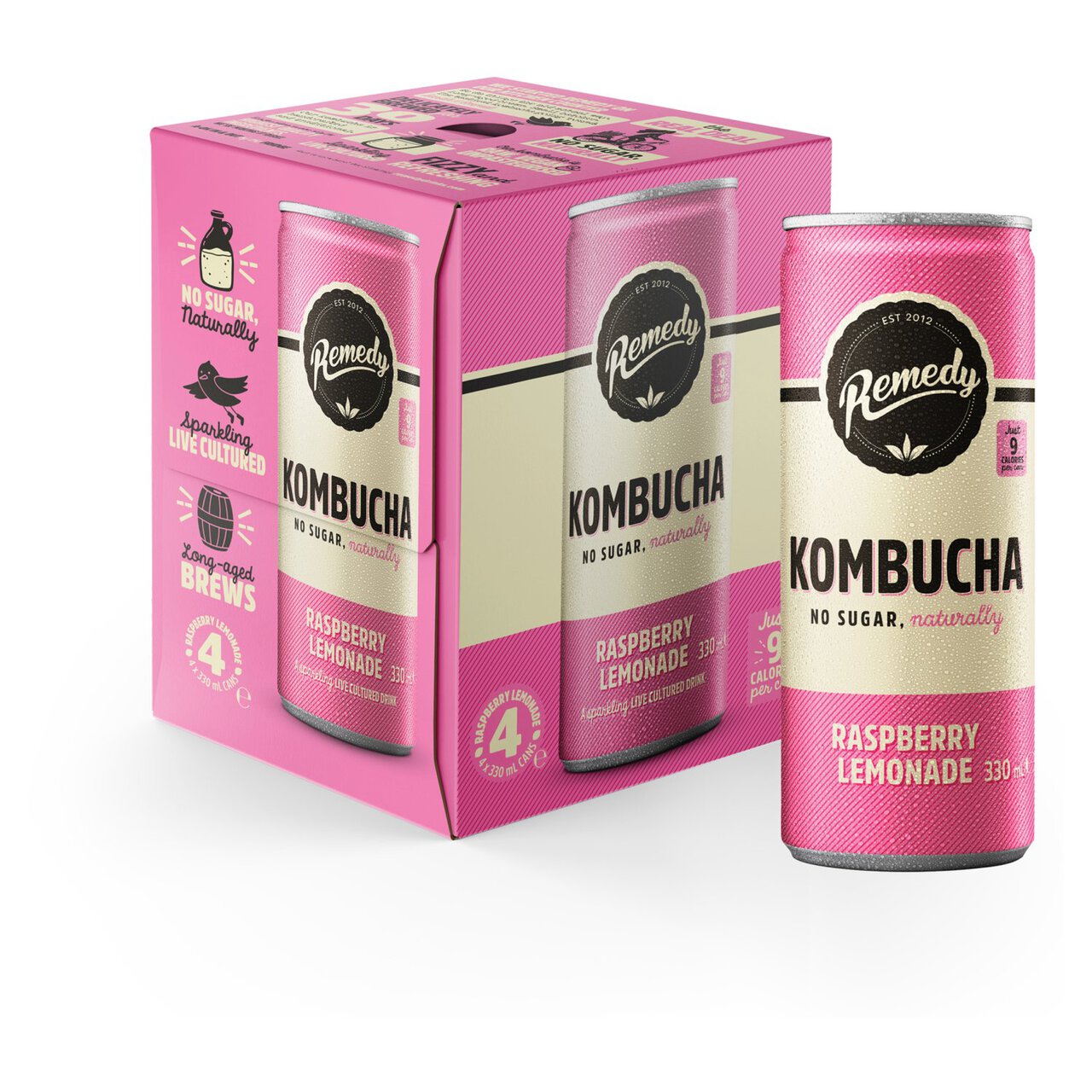 Remedy Kombucha Raspberry Lemonade Multipack 4 x 330ml