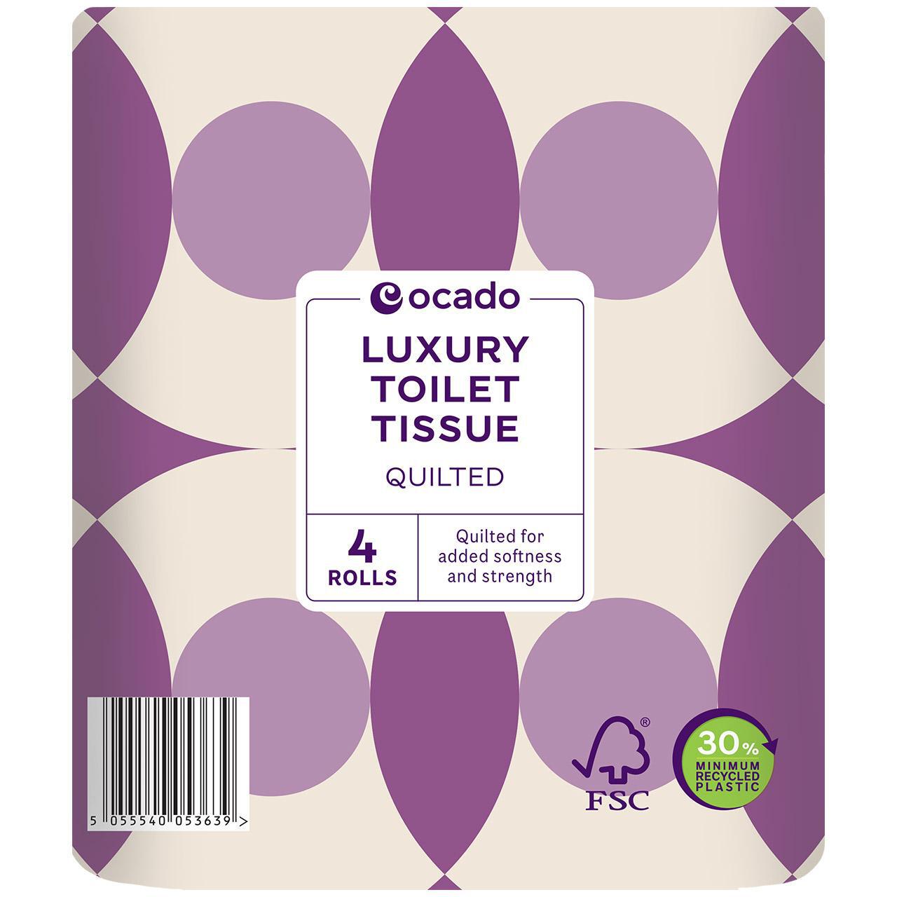 Ocado Luxury Quilted Toilet Tissue 4 per pack