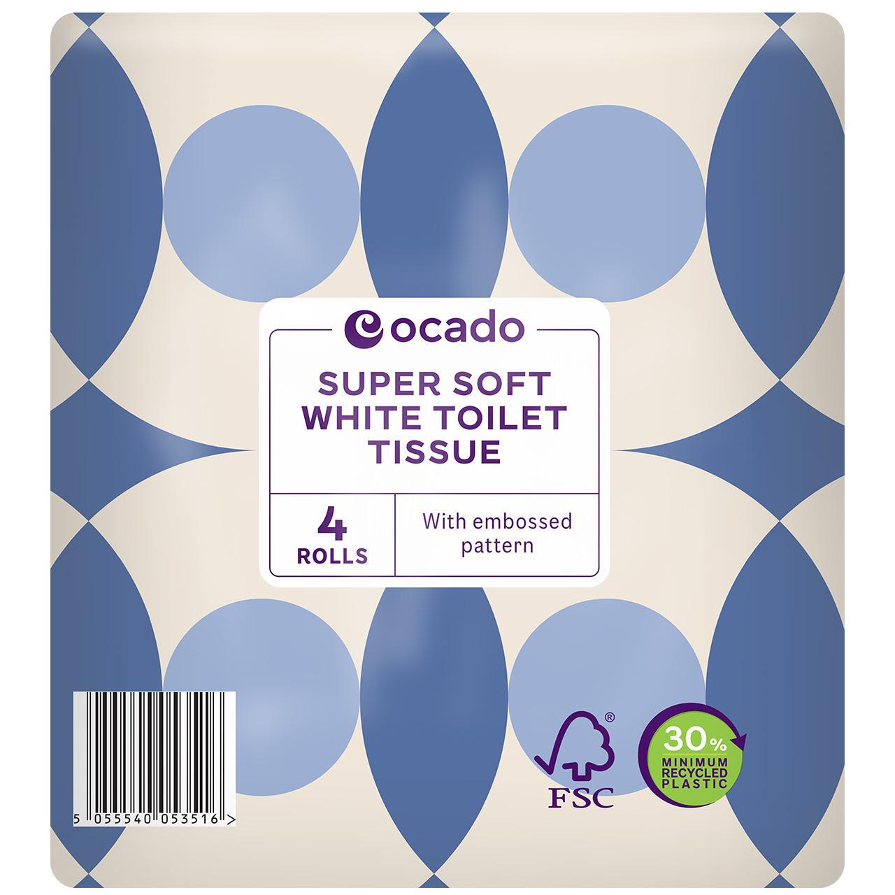 Ocado Super Soft White Toilet Tissue 4 per pack