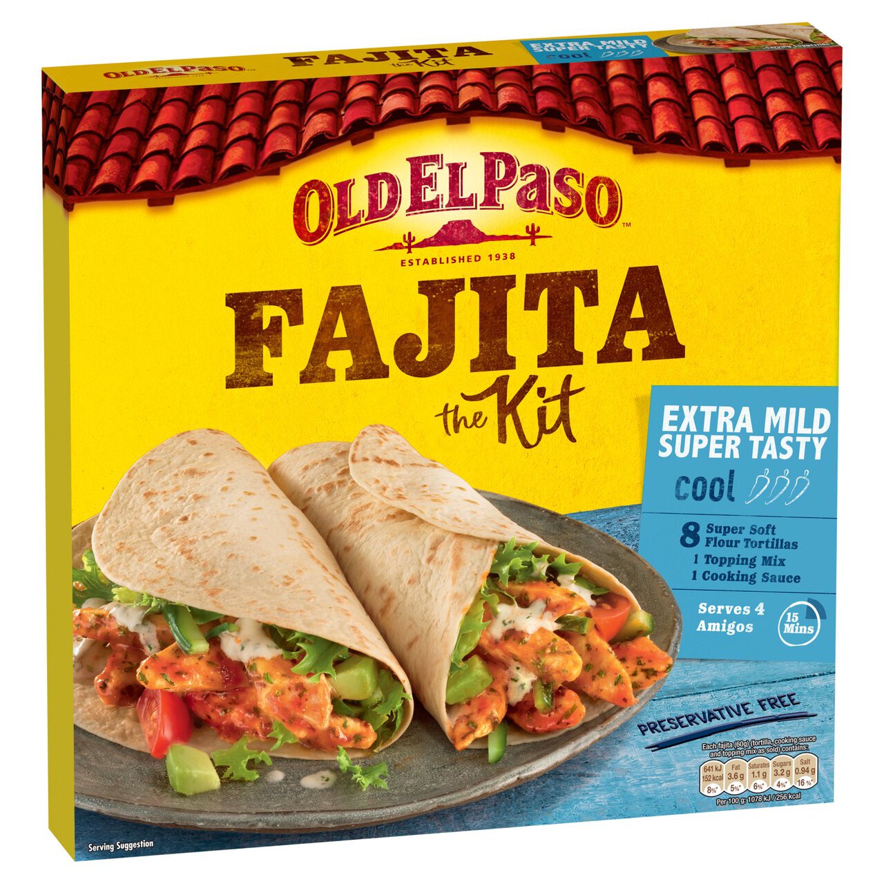 Old El Paso Mexican Extra Mild Super Tasty Fajita Kit 476g