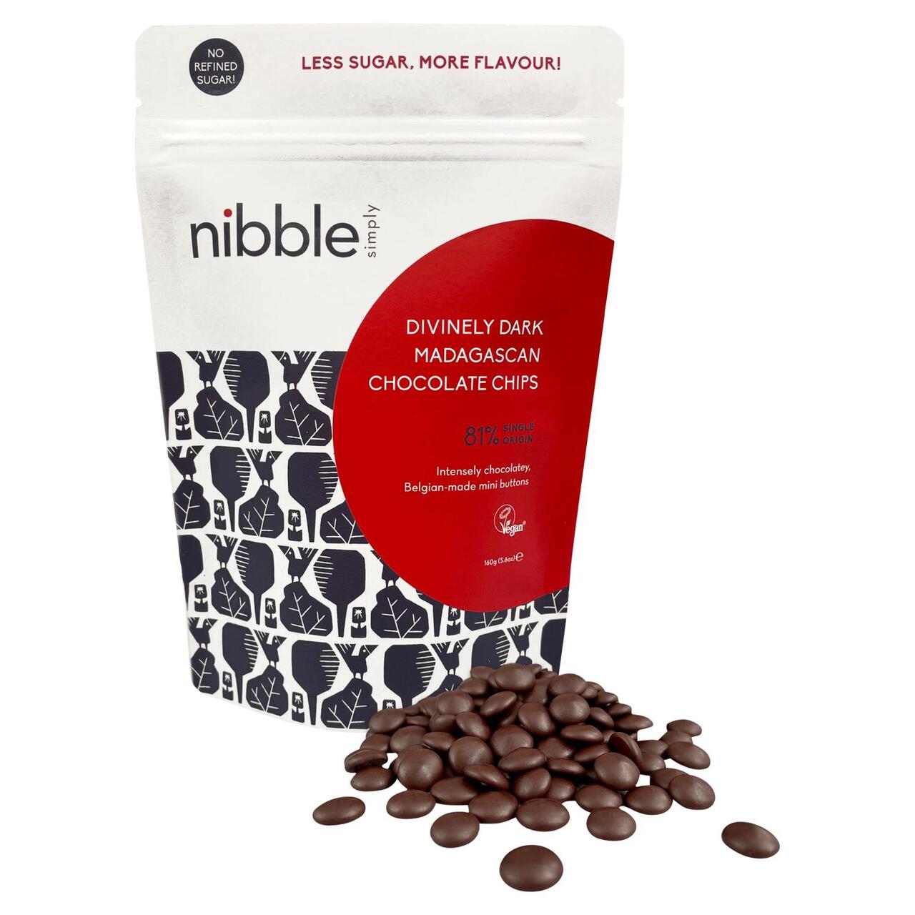 Nibble Simply Divinely Dark Madagascan Chocolate Chips 160g