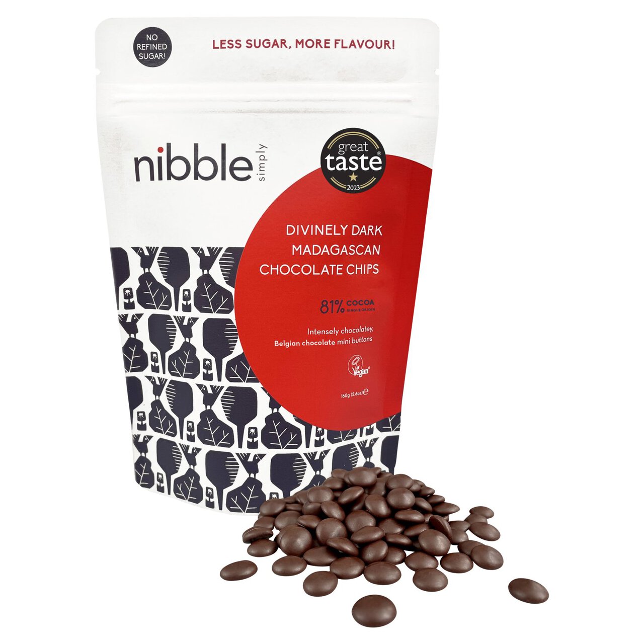 Nibble Simply Divinely Dark Madagascan Chocolate Chips 160g