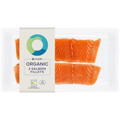 Ocado 2 Organic Salmon Fillets Skin On & Boneless 240g