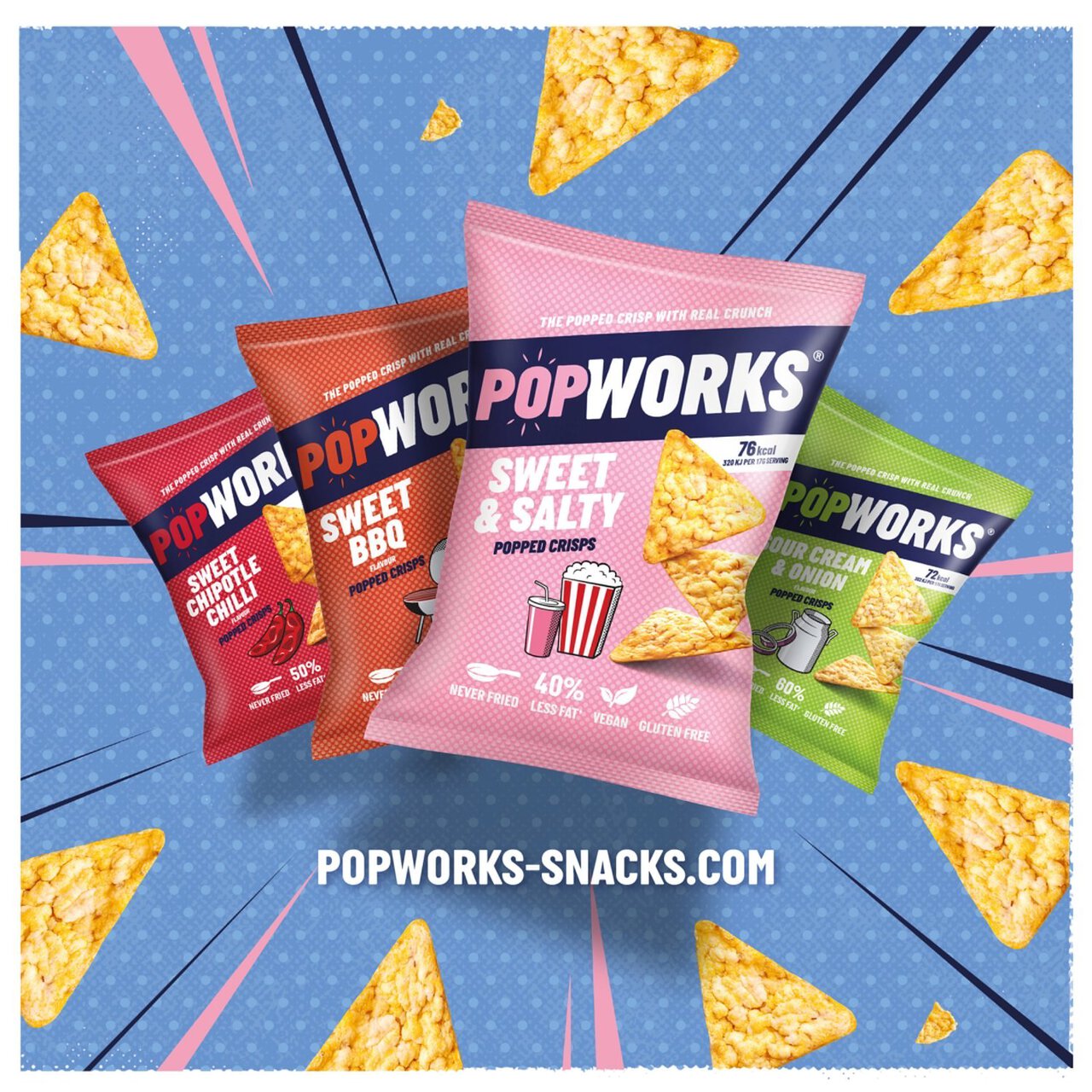 PopWorks Sweet & Salty Popped Crisps Sharing Bag 85g