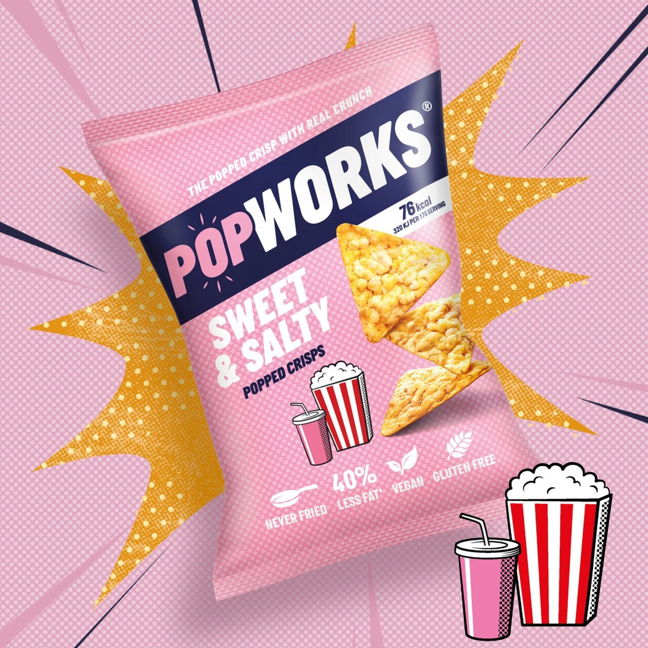 PopWorks Sweet & Salty Popped Crisps Sharing Bag 85g