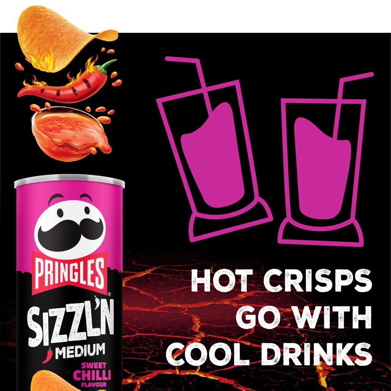 Pringles Sizzl'n Spicy Sweet Chilli Sharing Crisps 180g | Zoom