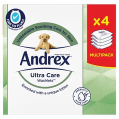 Andrex Ultra Care Washlets Moist Toilet Tissue Flushable Wipes QuadPack4x36 4 x 36 per pack