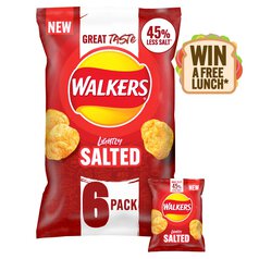 Walkers Less Salt Lightly Salted Multipack Crisps 6 per pack