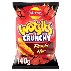 Walkers Wotsits Crunchy Flamin' Hot Sharing Bag Snacks 140g