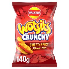 Walkers Wotsits Crunchy Sweet & Spicy Flamin' Hot Sharing Bag Snacks 140g