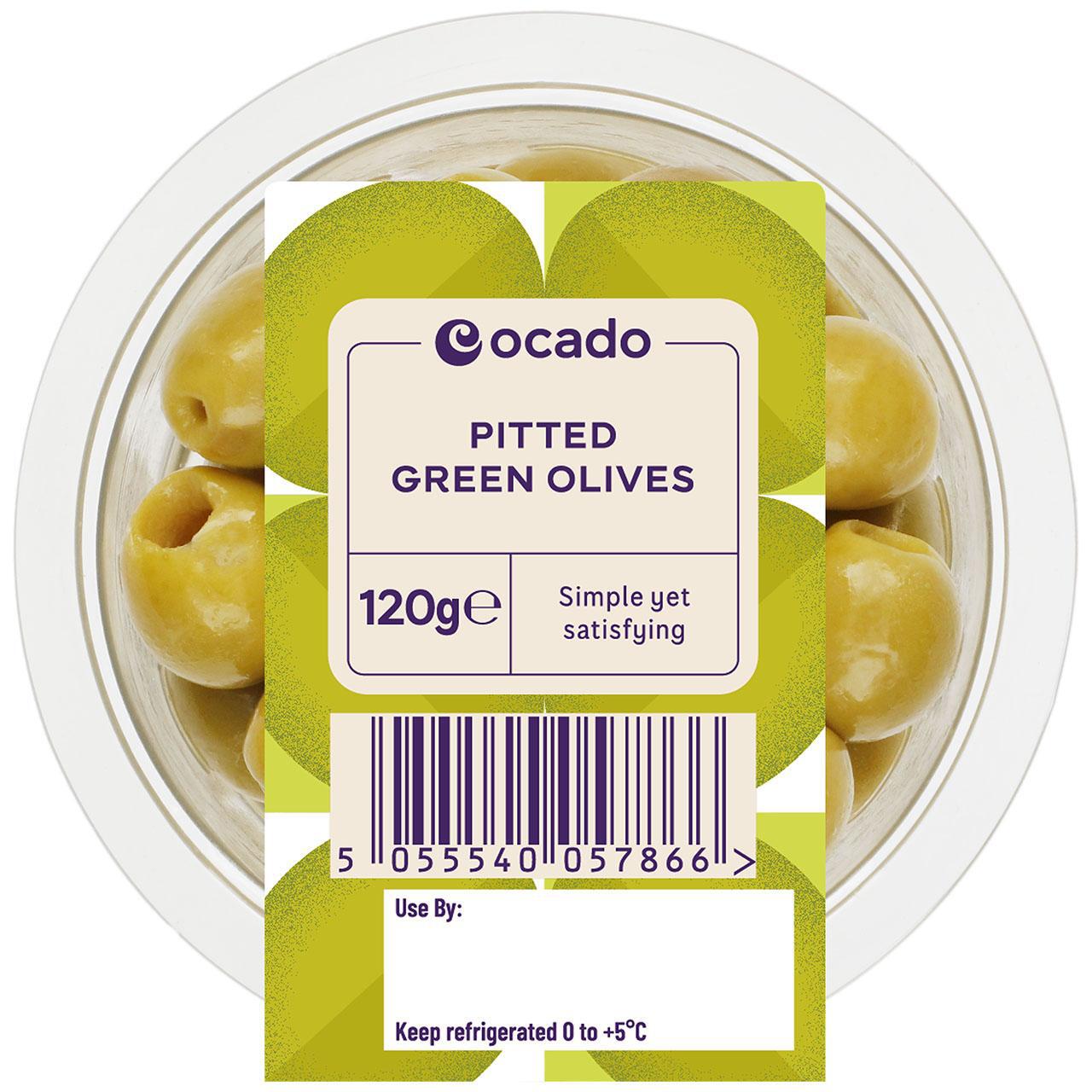 Ocado Pitted Green Olives 120g