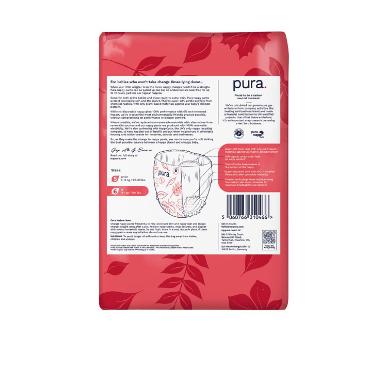 Pura High Performance Eco Nappy Pants, Size 6 (14kg+) 18 per pack