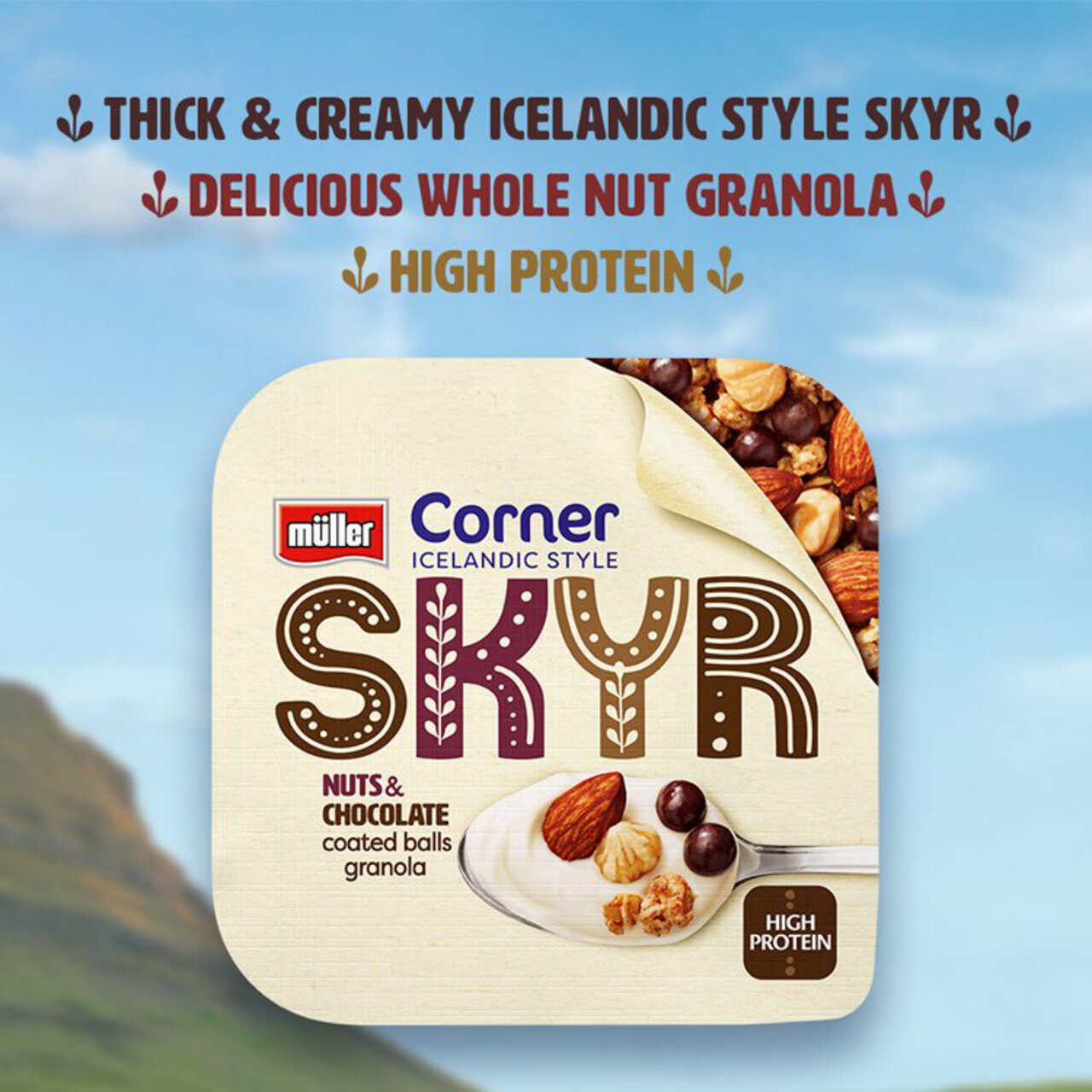 Muller Corner Skyr Nuts & Chocolate Coated Balls Granola Yogurt 170g