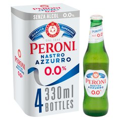 Peroni Nastro Azzurro 0% Alcohol Free Beer Lager Bottles 4 x 330ml
