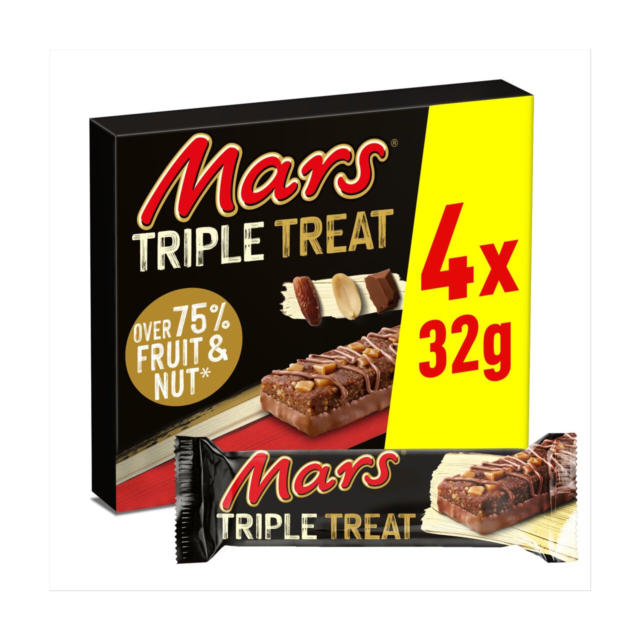 Mars Triple Treat Fruit & Nut Milk Chocolate Snack Bars Multipack 4x32g 128g