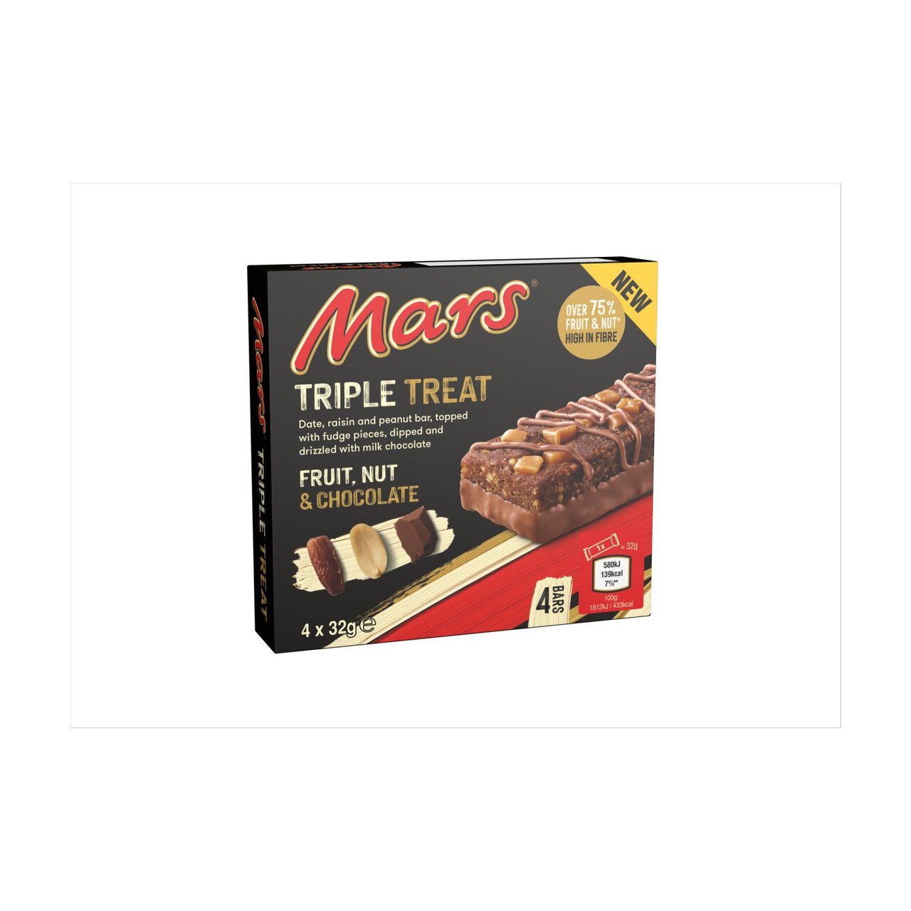 Mars Triple Treat Fruit & Nut Milk Chocolate Snack Bars Multipack 128g
