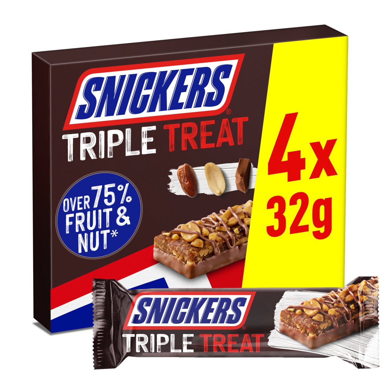 Snickers Triple Treat Fruit & Nut Milk Chocolate Bars Multipack 128g