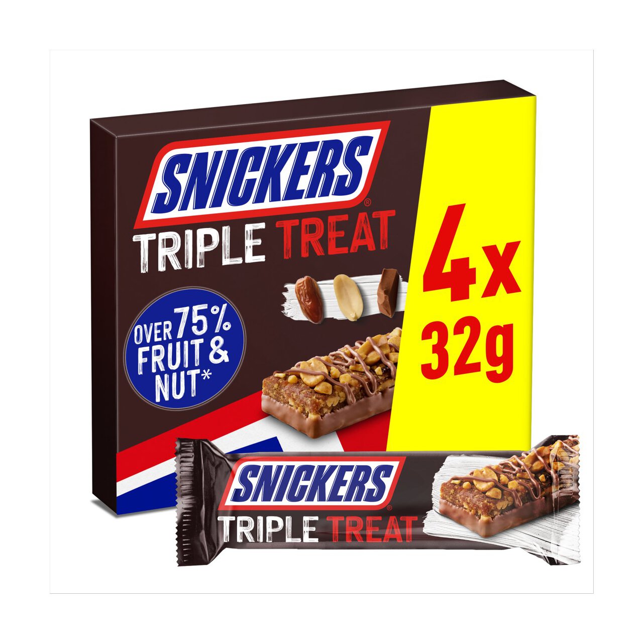 Snickers Triple Treat Fruit & Nut Milk Chocolate Snack Bars Multipack 128g