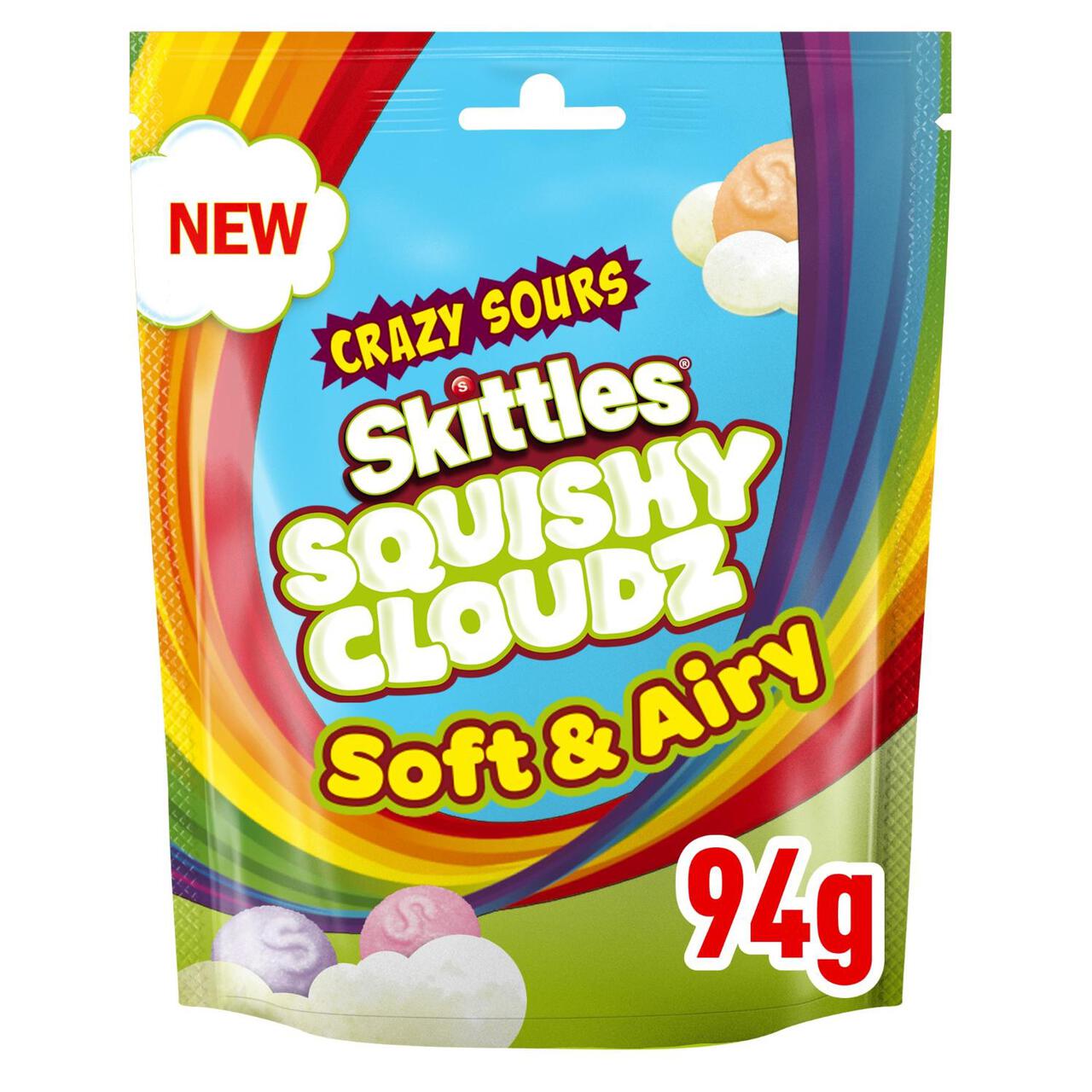 Skittles Squishy Cloudz Sour Sweets Fruit Flavoured  Sweets Pouch Bag 94g 94g