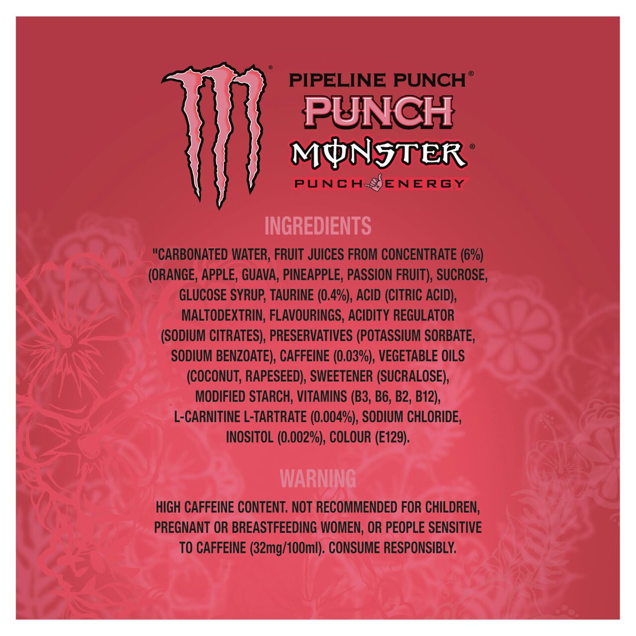 Monster Energy Drink Pipeline Punch 4 x 500ml