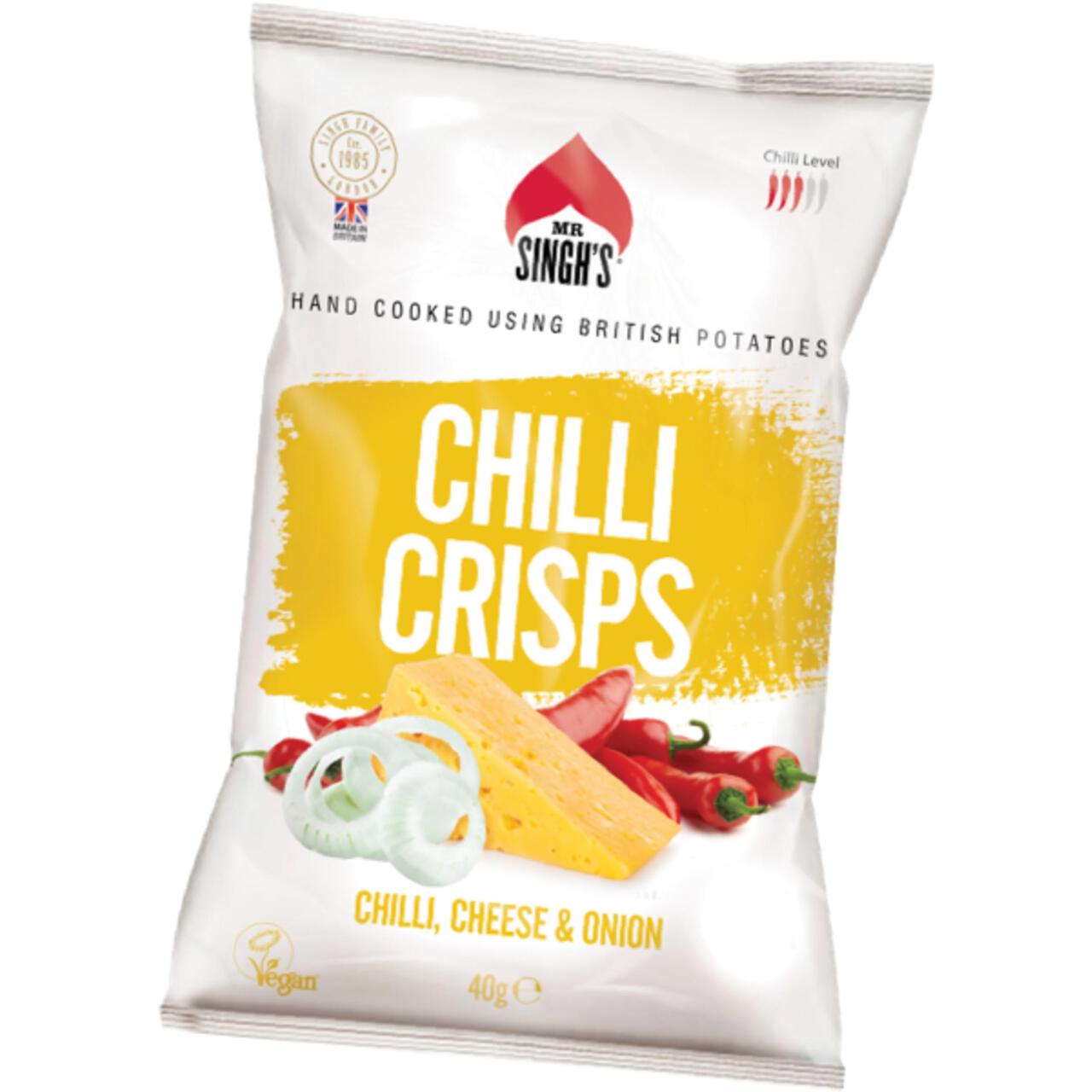 Mr. Singh's Hand Cooked Chilli Cheese & Onion Luxury Crisps 40g