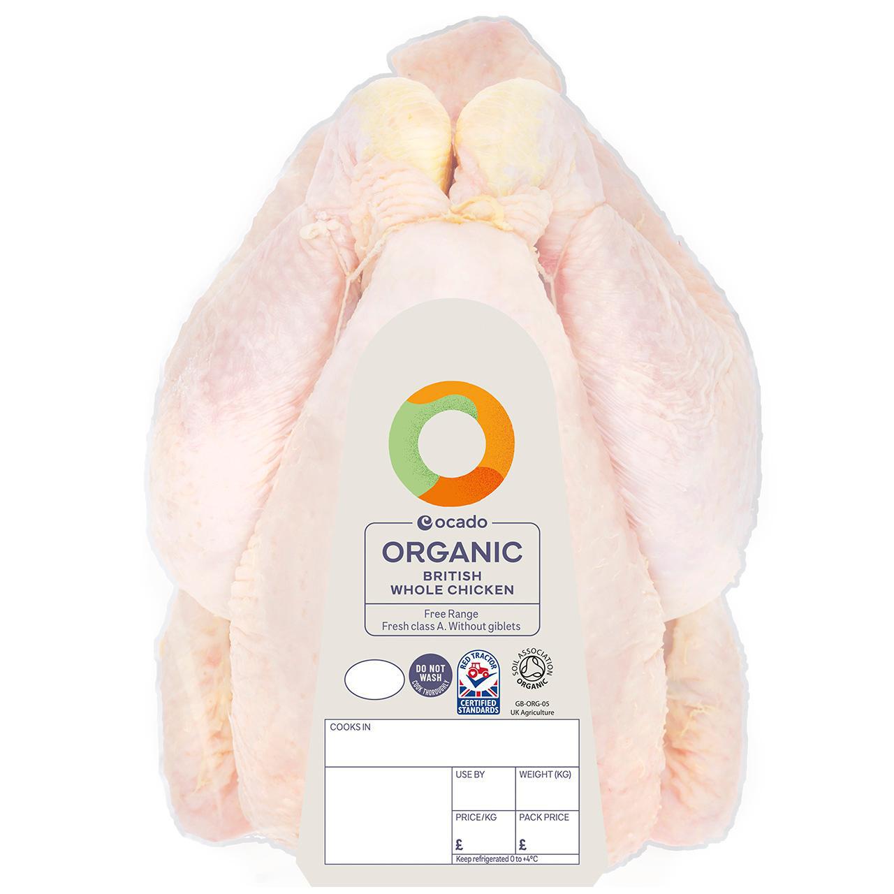 Ocado Organic Free Range Whole Chicken Typically: 1800g