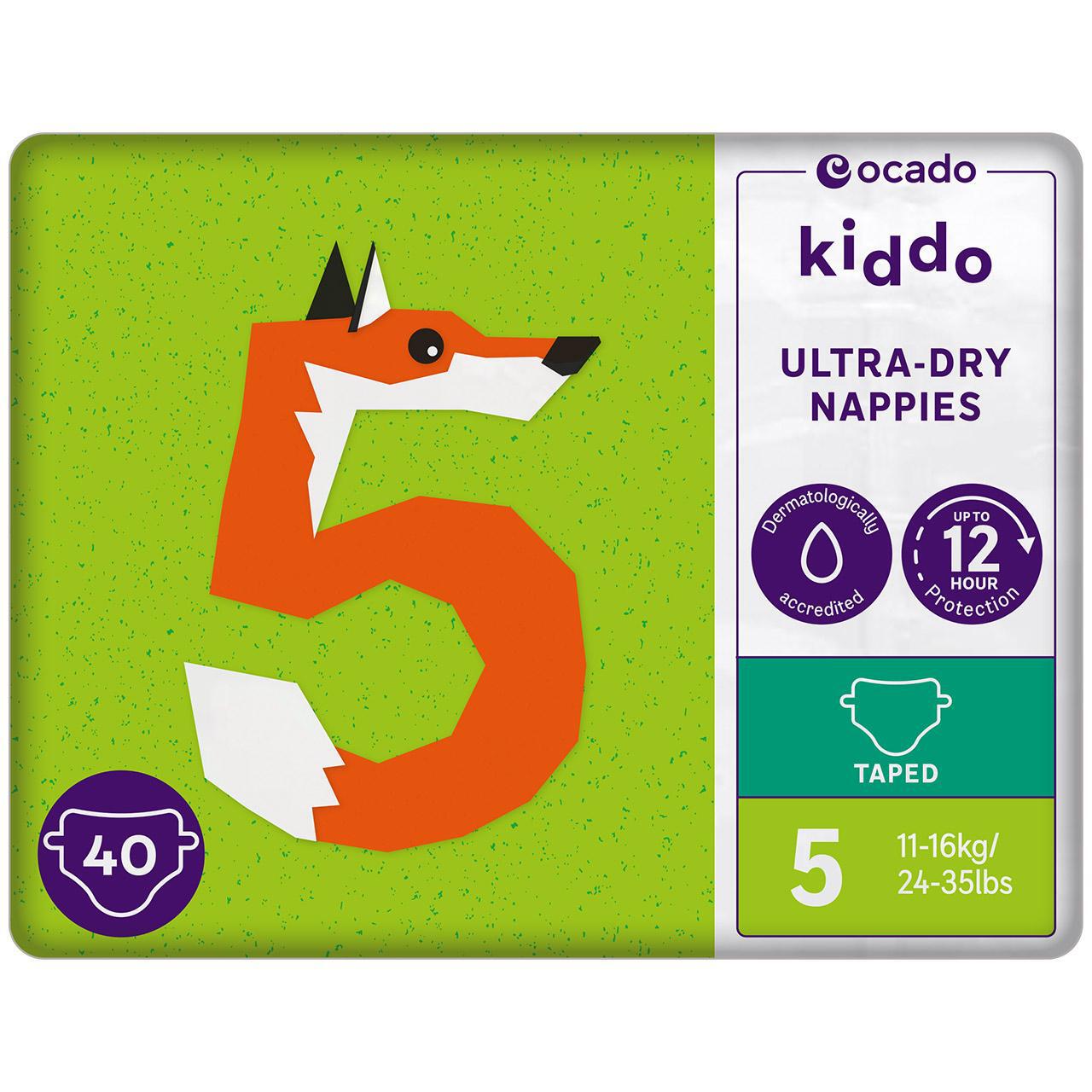 Ocado Kiddo Ultra-Dry Nappies Size 5 (11-16kg) 40 per pack