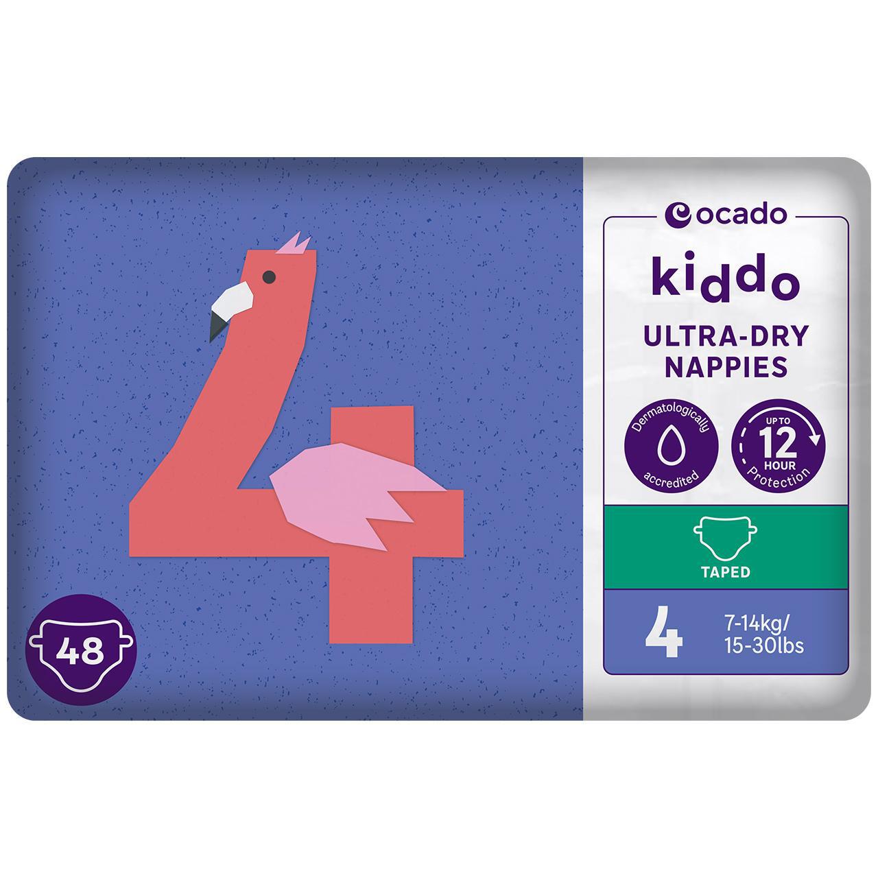 Ocado Kiddo Ultra-Dry Nappies Size 4 (7-14kg) 48 per pack