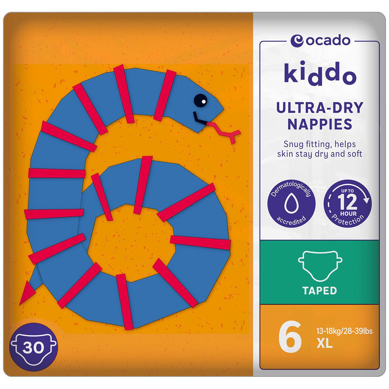 Ocado Kiddo Ultra-Dry Nappies Size 6 (13-18kg) 30 per pack