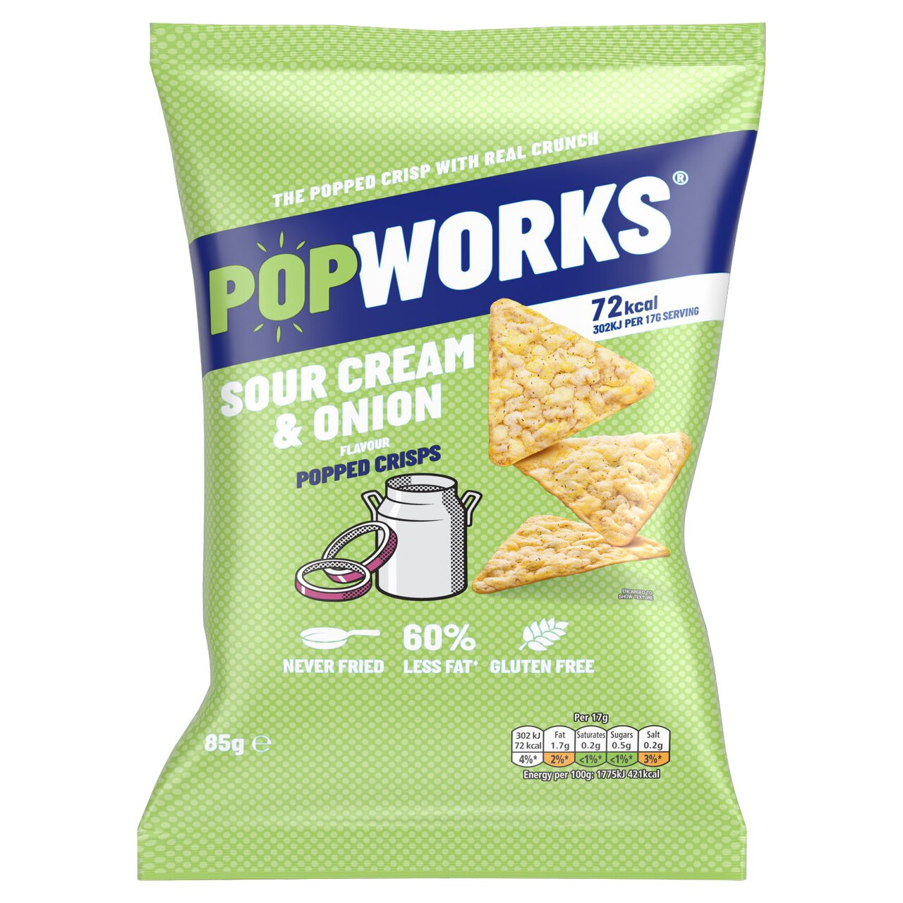 PopWorks Sour Cream & Onion Popped Crisps Sharing Bag 85g