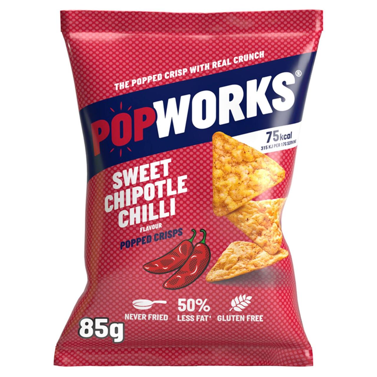 PopWorks Sweet Chipotle Chilli Sharing Popped Crisps 85g