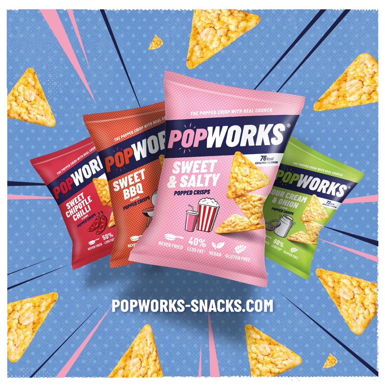 PopWorks Sweet Chipotle Chilli Popped Crisps Sharing Bag 85g