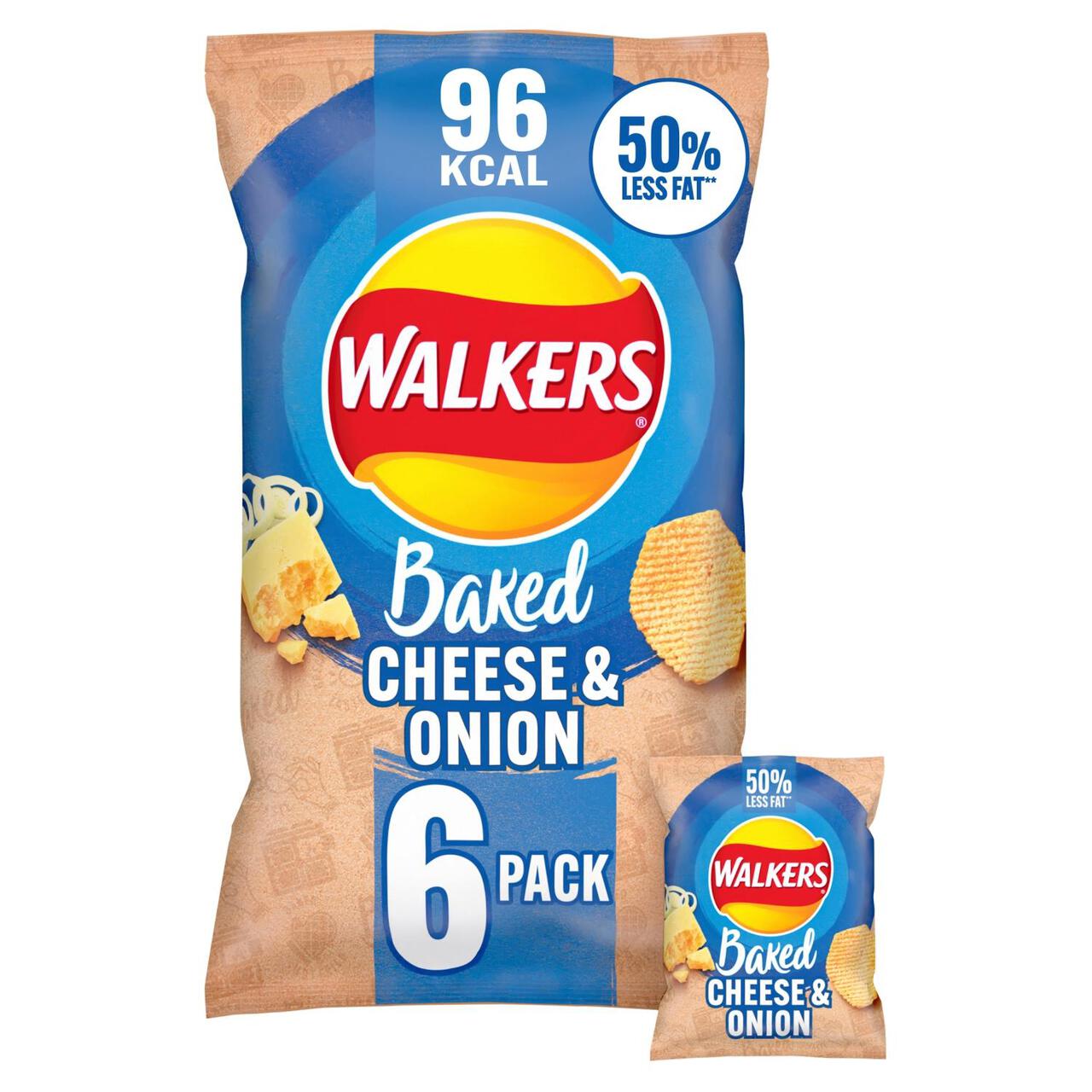 Walkers Baked Cheese & Onion Multipack Snacks 6 per pack