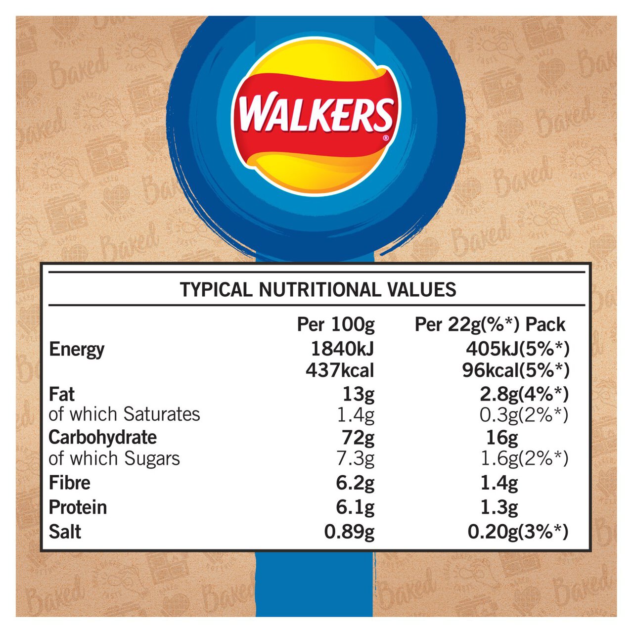 Walkers Baked Cheese & Onion Multipack Snacks 6 per pack
