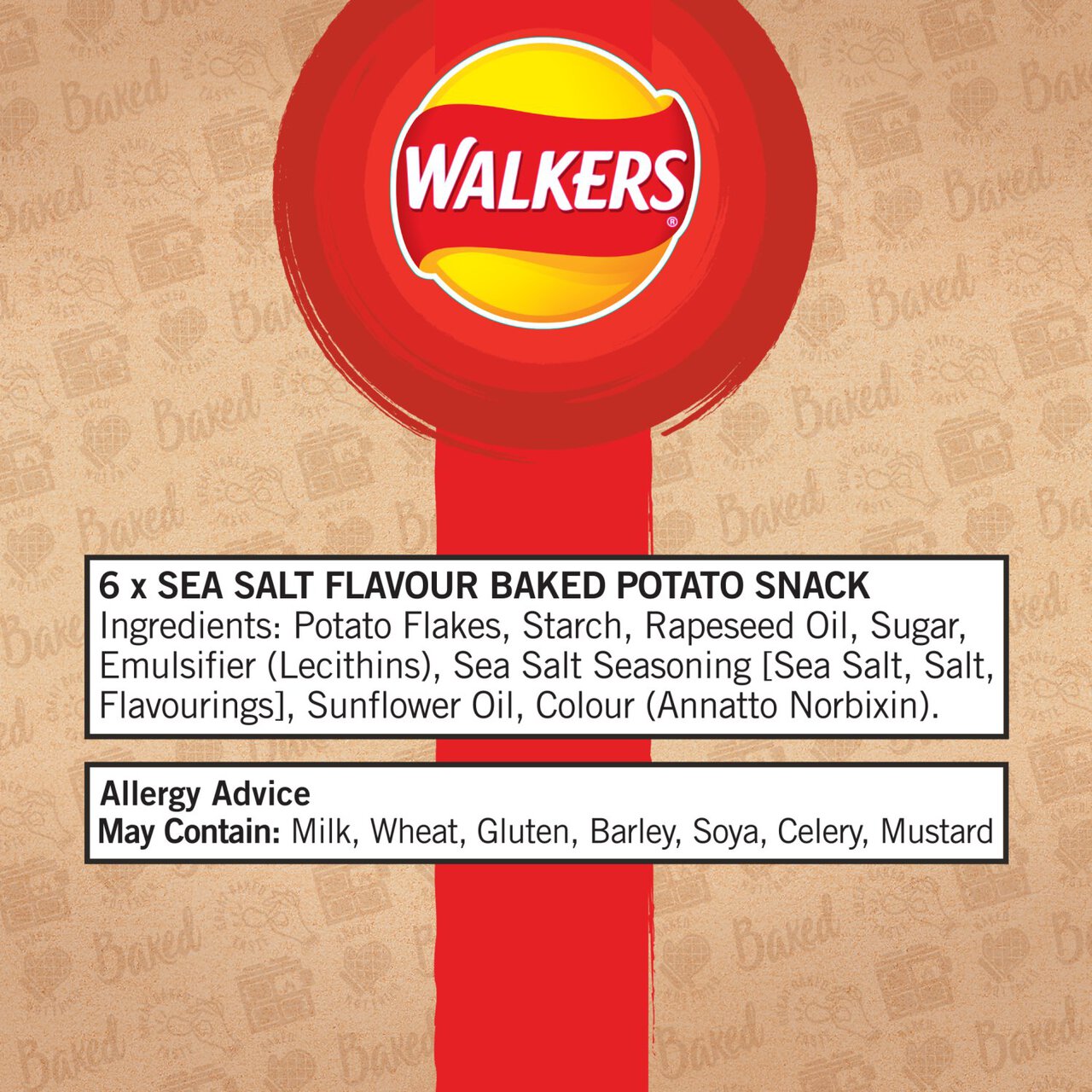 Walkers Baked Sea Salt Multipack Snacks 6 per pack