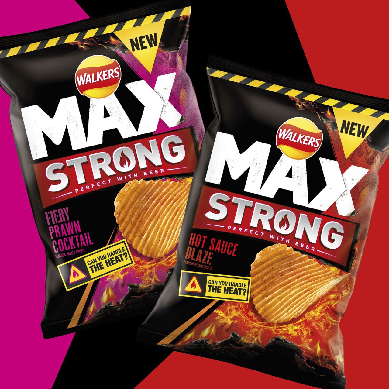 Walkers Max Strong Fiery Prawn Cocktail Sharing Crisps 140g