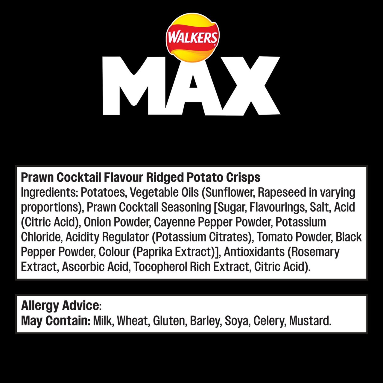 Walkers Max Strong Fiery Prawn Cocktail Multipack Crisps 6 per pack