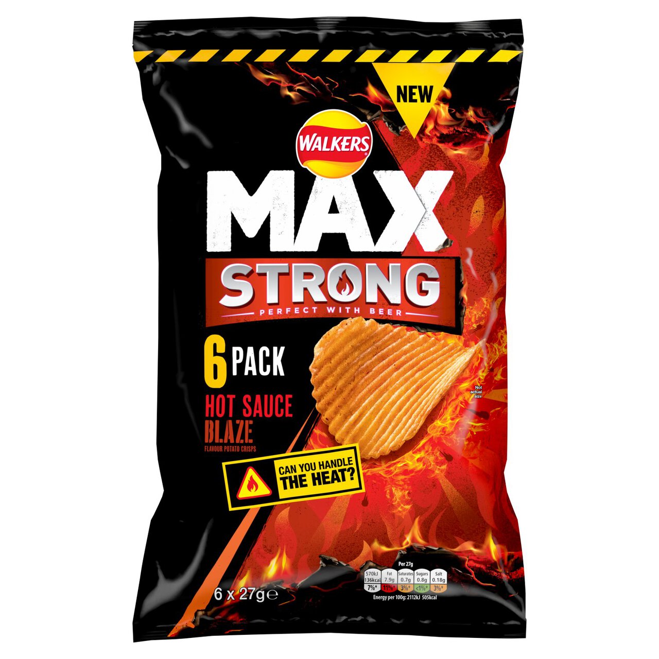 Walkers Max Strong Hot Sauce Blaze Multipack Crisps 6 per pack