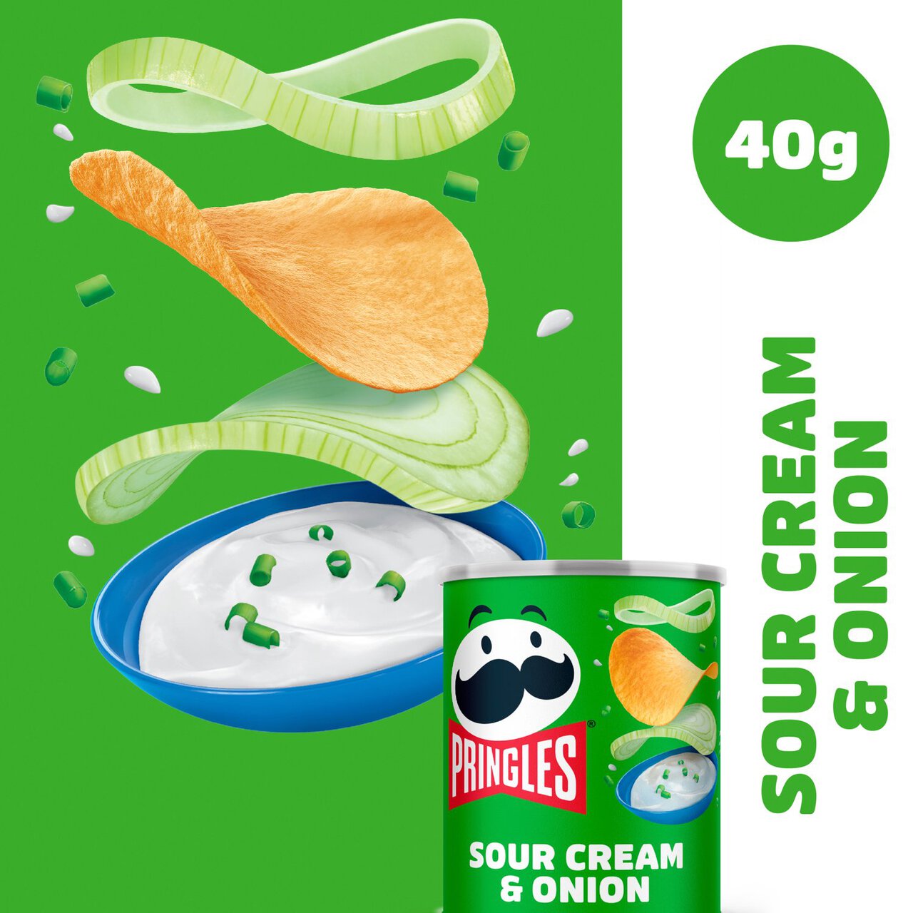 Pringles Sour Cream & Onion Crisps Can 40g