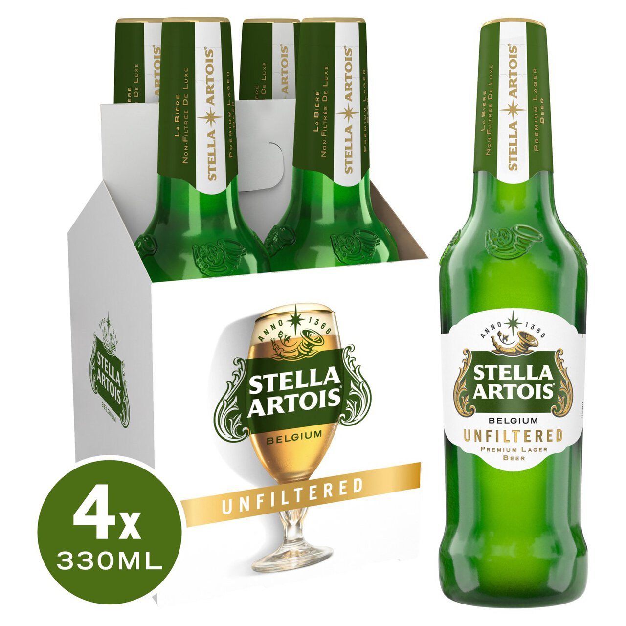 Stella Artois Unfiltered Lager Bottle 4 x 330ml