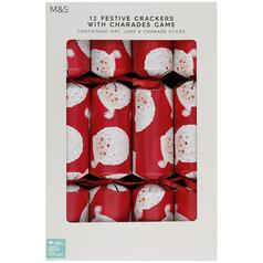 M&S Santa Christmas Crackers 12pk 12 per pack