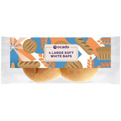 Ocado Large Soft White Baps 4 per pack
