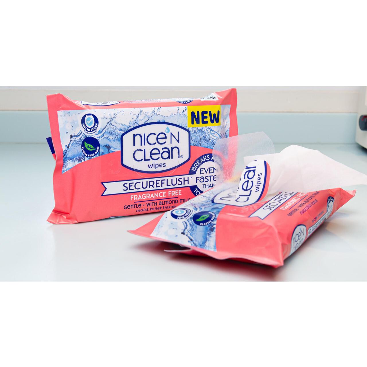 Nice 'N CLEAN SecureFlush Fragranced Moist Toilet Tissue with Almond Milk 40 per pack