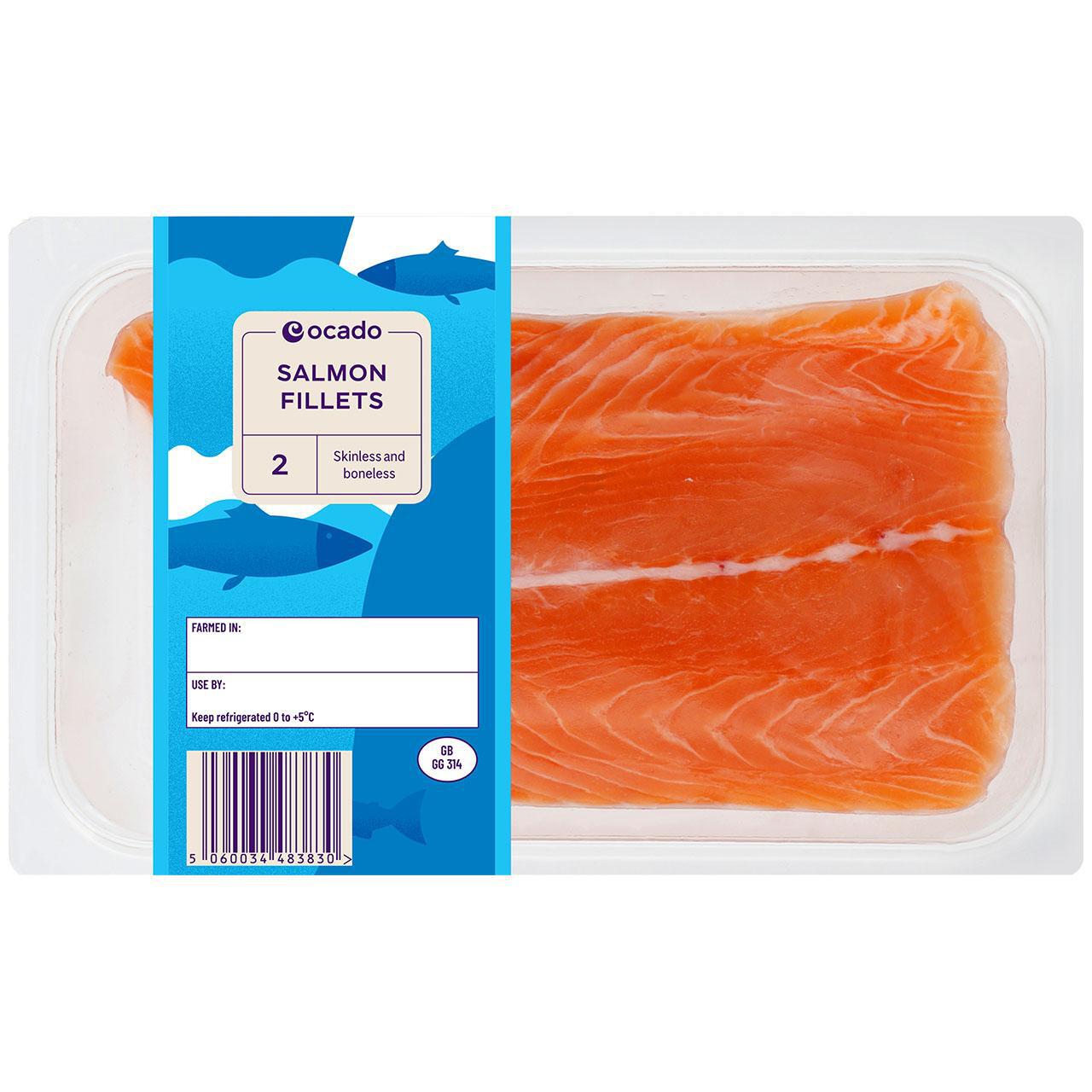 Ocado 2 Salmon Skinless Mid/Tail Fillets 240g