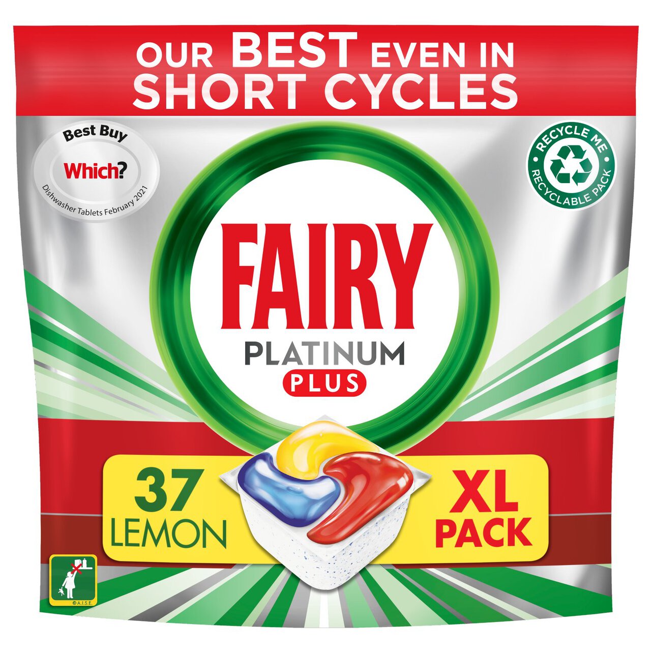 Fairy Platinum Plus Lemon Dishwasher Tablets 37 per pack