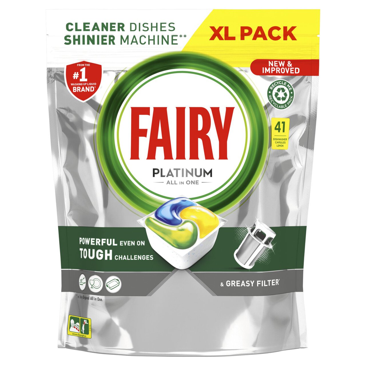 Fairy Platinum Lemon Dishwasher Tablets 41 per pack